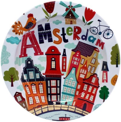 Multi-I Metal Tin Ashtray - Amsterdam Colour Houses (12pcs)