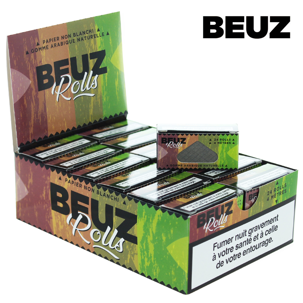 Beuz Brown Unbleached Ultra Thin Rolling Paper Rolls - Display