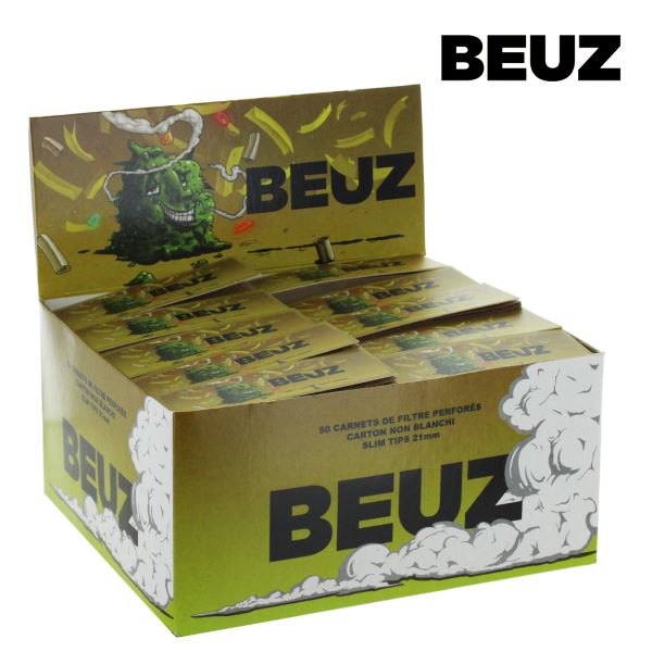Beuz Filter Brown Slim Tips 21mm - Weed Design x 50pcs
