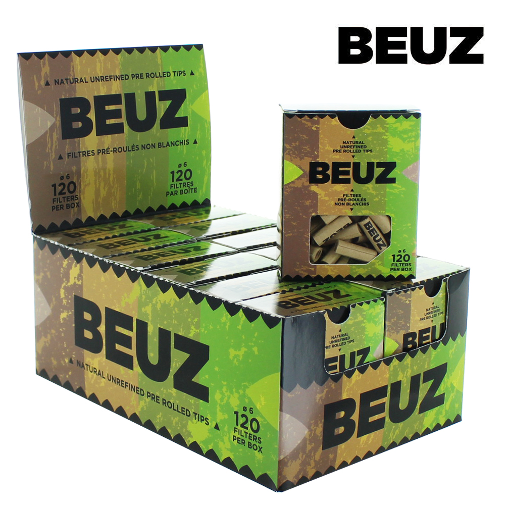 Beuz Pre-rolled Cardboard 120 Filters - Display of 12 boxes