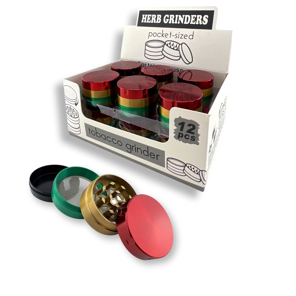 Multi-I Metal Grinder 40mm 4-Part Rasta Display