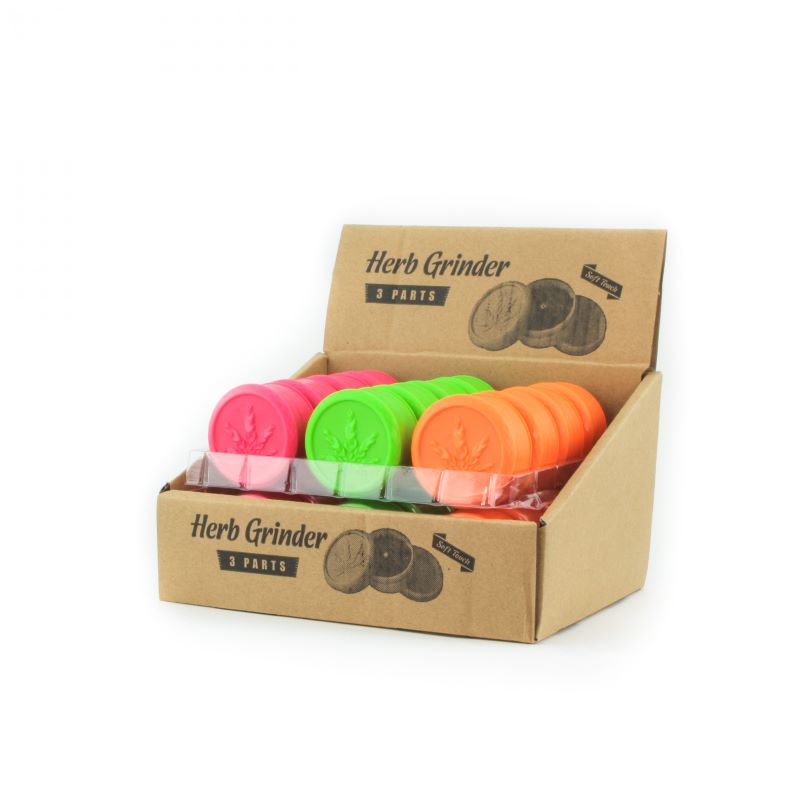 Multi-I 50mm 3-Part Plastic Grinder Pink-Green-Orange