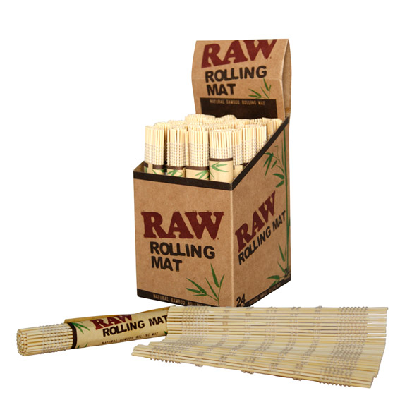 RAW Bamboo Rolling Mats - 24 Pack Display for Wholesale