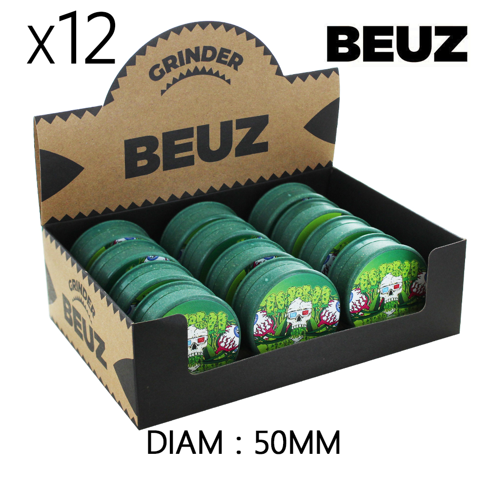 Beuz Hemp Plastic Grinder 3parts 50mm - Skeleton x 12pcs