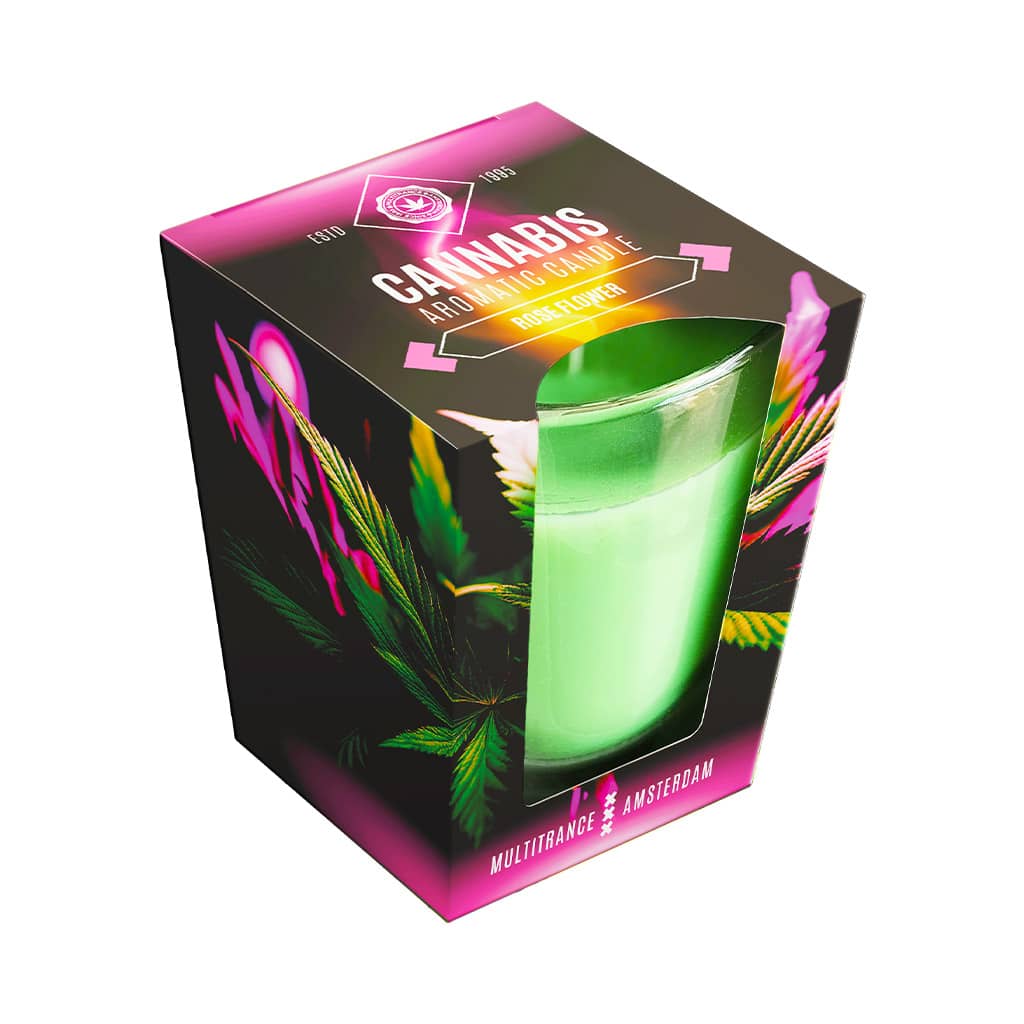 Multi-I Cannabis Scented Candle - Rose Flower Glass Jar