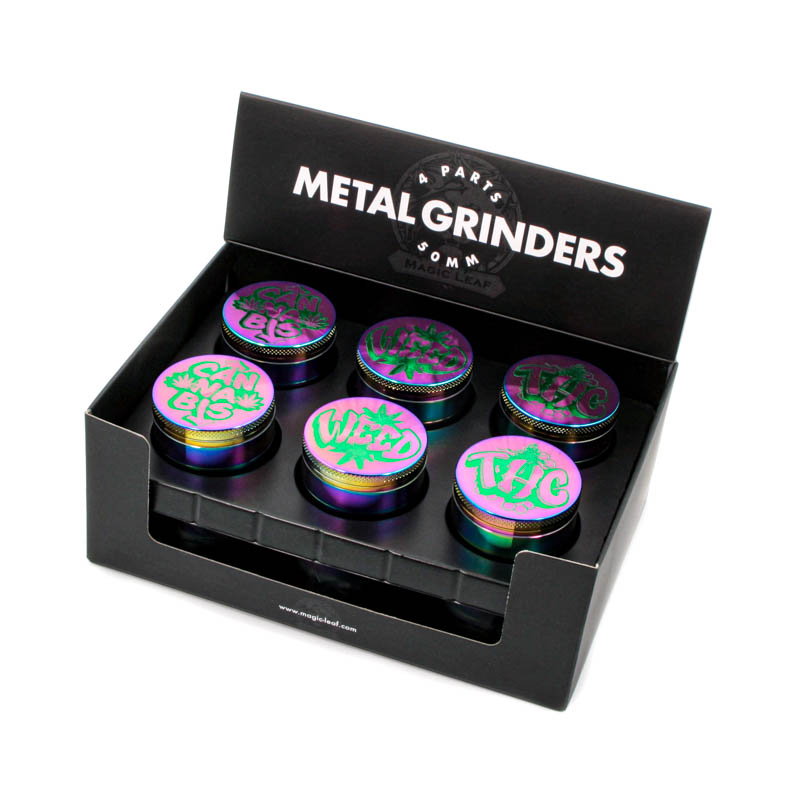 Multi-I Metal Grinder 4-Part 50mm Graffiti Rainbow-Green