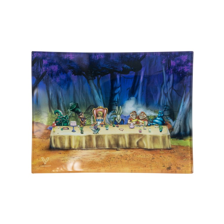 84% DISCOUNT - V-SYNDICATE GLASS ROLLING TRAY SMALL ALICE TEA PARTY